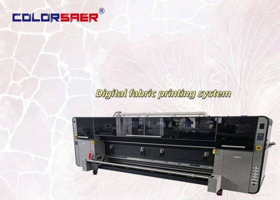 SAER COLOR Inkjet Print Systeem voor Katoen en Polyester Stof Rol-naar-Rol Textiel Printer met 4 Industriële Printkoppen