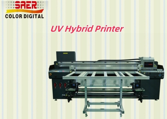 Hybride UV-printer Canvas 1.8m Hybride UV-printer voor verschillende materialen Kt Board / PVC / Soft Film / Leer