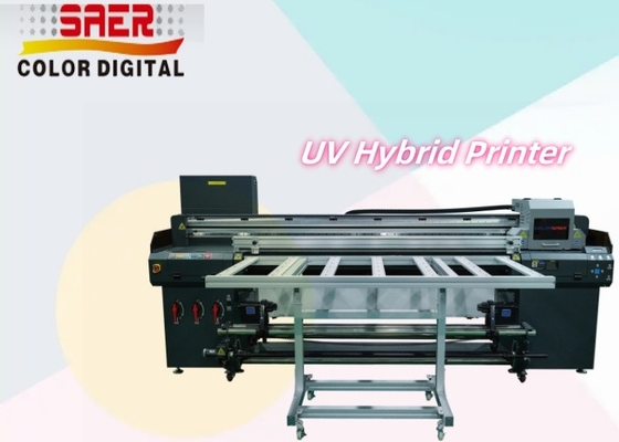 Hybride UV-printer voor verschillende materialen PVC / Soft Film / Leer Printing Waterdicht Krabbelvast 1.8m UV-printer