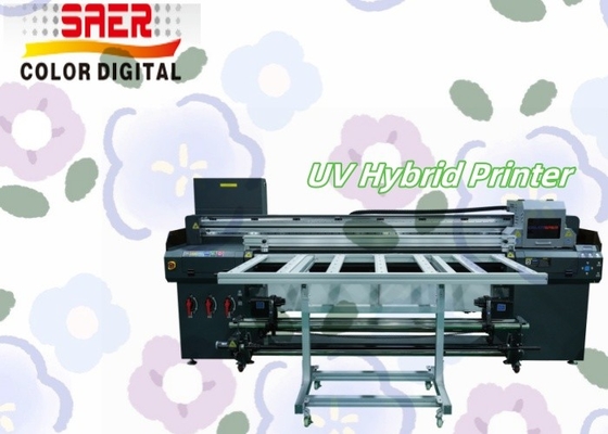 SAER 1.8M Roll to Roll & Flatbed Digital UV Hybrid Printer CMYKW Vernis