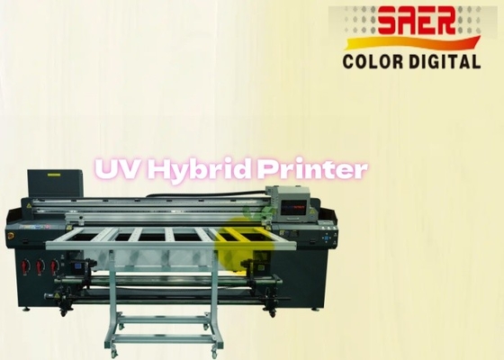 SAER Shanghai Leverancier Flatbed And Roll To Roll UV Hybrid Printer CMYKW Vernis