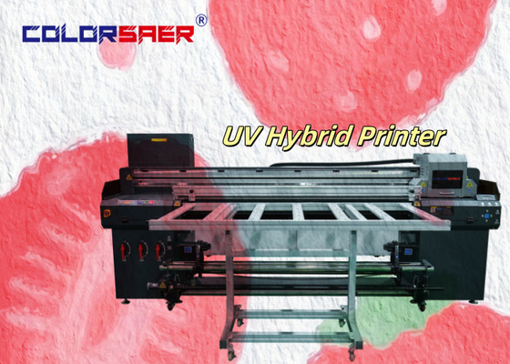 Warme verkoop 1,8 m UV hybride printer CMYKW lak artistiek printen UV platbed en roll to roll printer