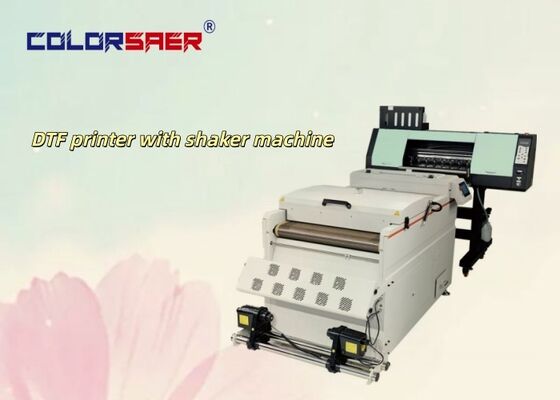 2 of 4 Print Head Digitale SAER DTF Printer 60cm /A3 Grootte PET Film Offset T-shirt DTF Printing Machine Met Shaker Powder Machine