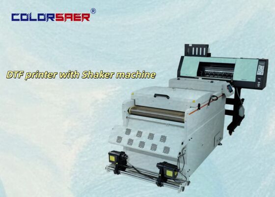 2 of 4 Print Head Digitale SAER DTF Printer 60cm /A3 Grootte PET Film Offset T-shirt DTF Printing Machine Met Shaker Powder Machine
